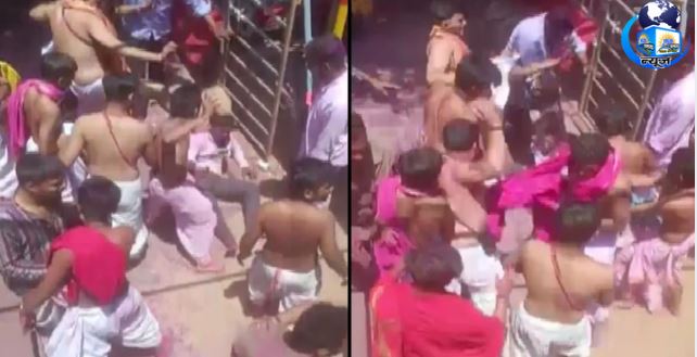 पुजारियों ने भक्तों पर बोला हमला