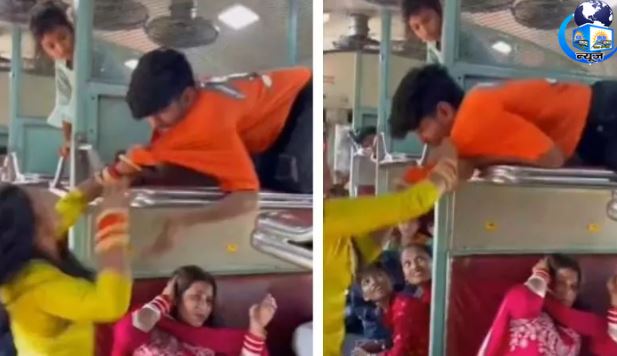 ट्रेन में बीच-बचाव करने गया लड़का भी पिटा, वीडियो वायरल