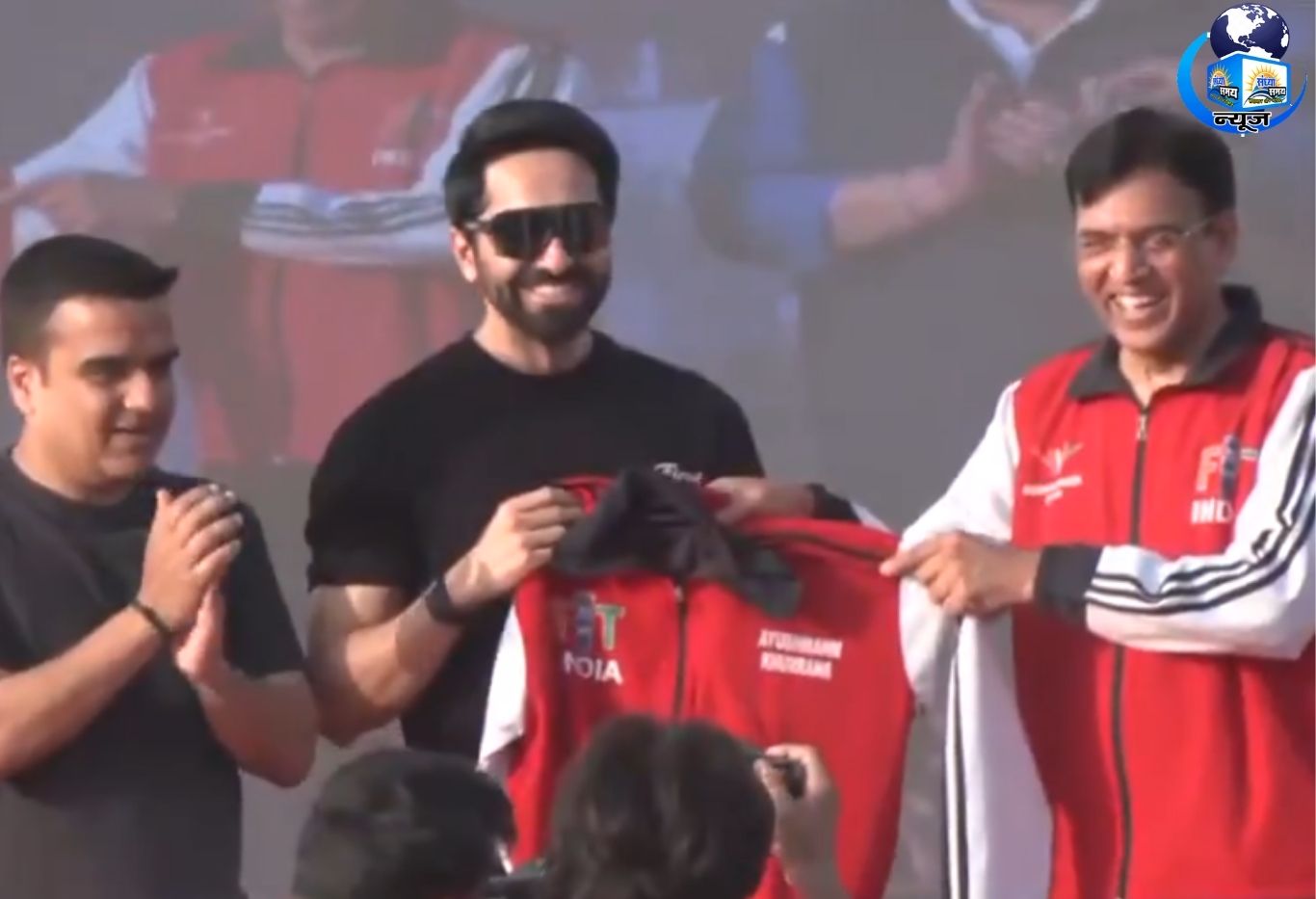 हर्ष संघवी, मनसुख मंडाविया और आयुष्मान खुराना ने दिया फिट इंडिया का संदेश