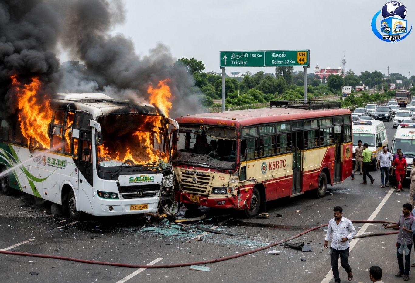 गुजरात में बड़ा बस हादसा, आग से मची तबाही