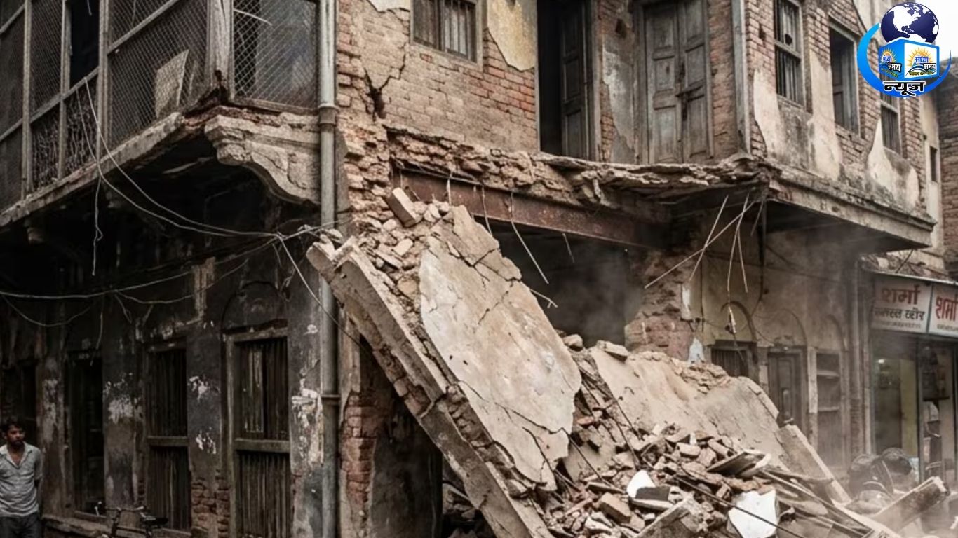 कमजोर छज्जे पर भीड़ से दो बच्चों की मौत