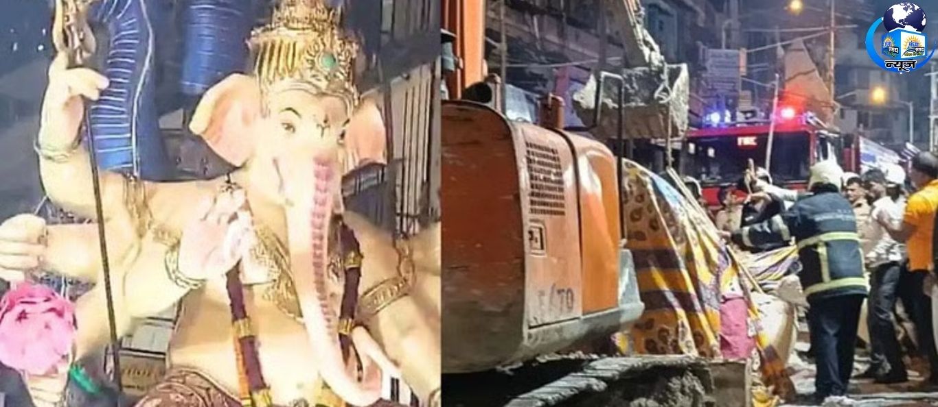 भुलेश्वर में गणेश प्रतिमा गिरी, दो की मौत, पांच घायल