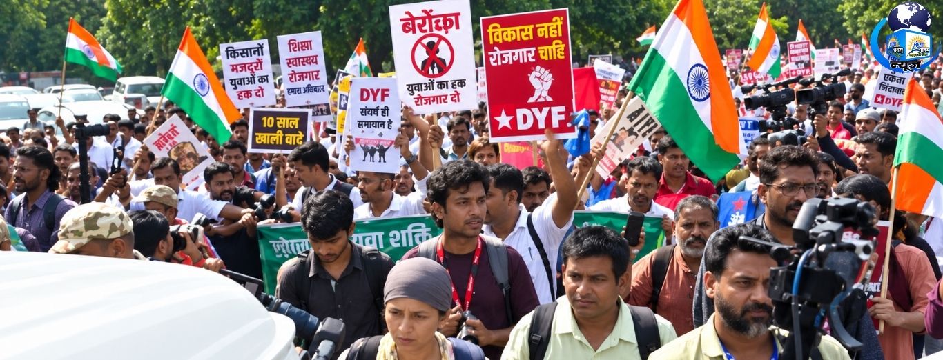 ECI मुख्यालय की ओर बढ़ रहे प्रदर्शनकारियों को पुलिस ने रोका