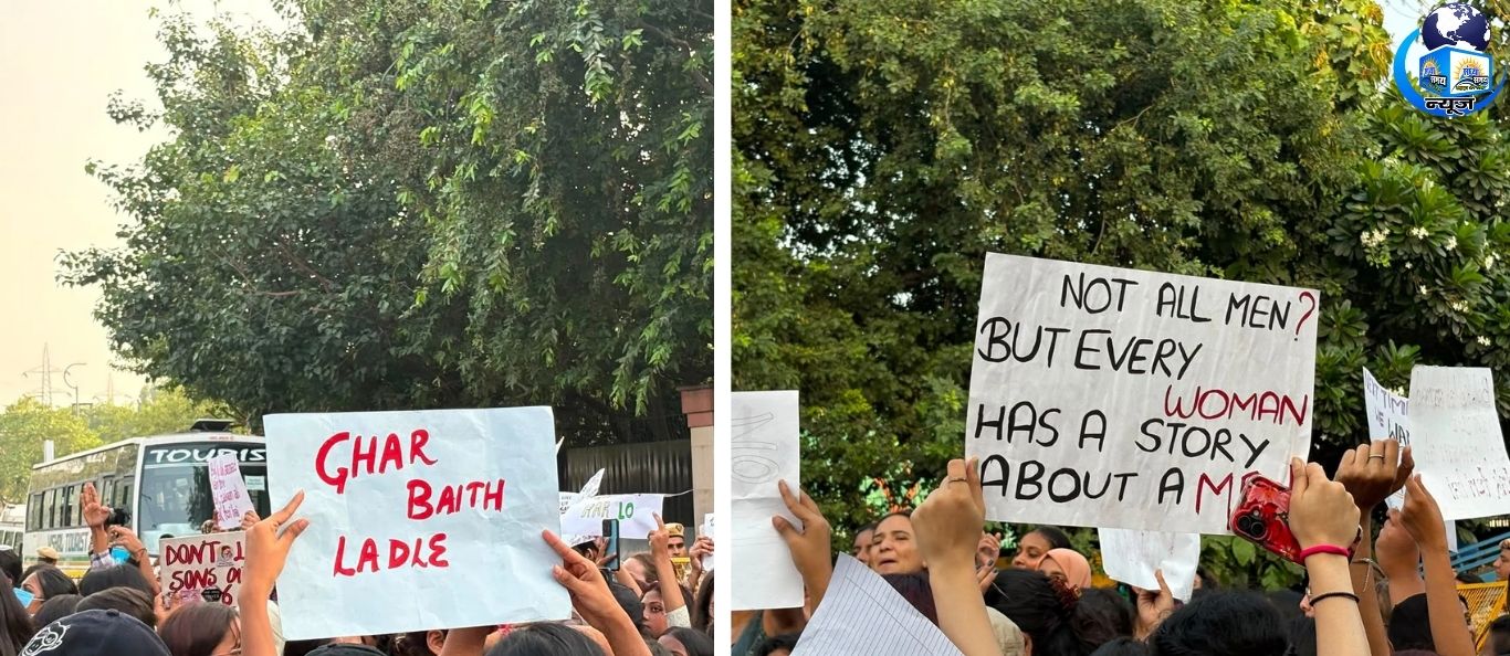 महिला सुरक्षा पर छात्राओं का प्रदर्शन, नारों ने खींचा ध्यान
