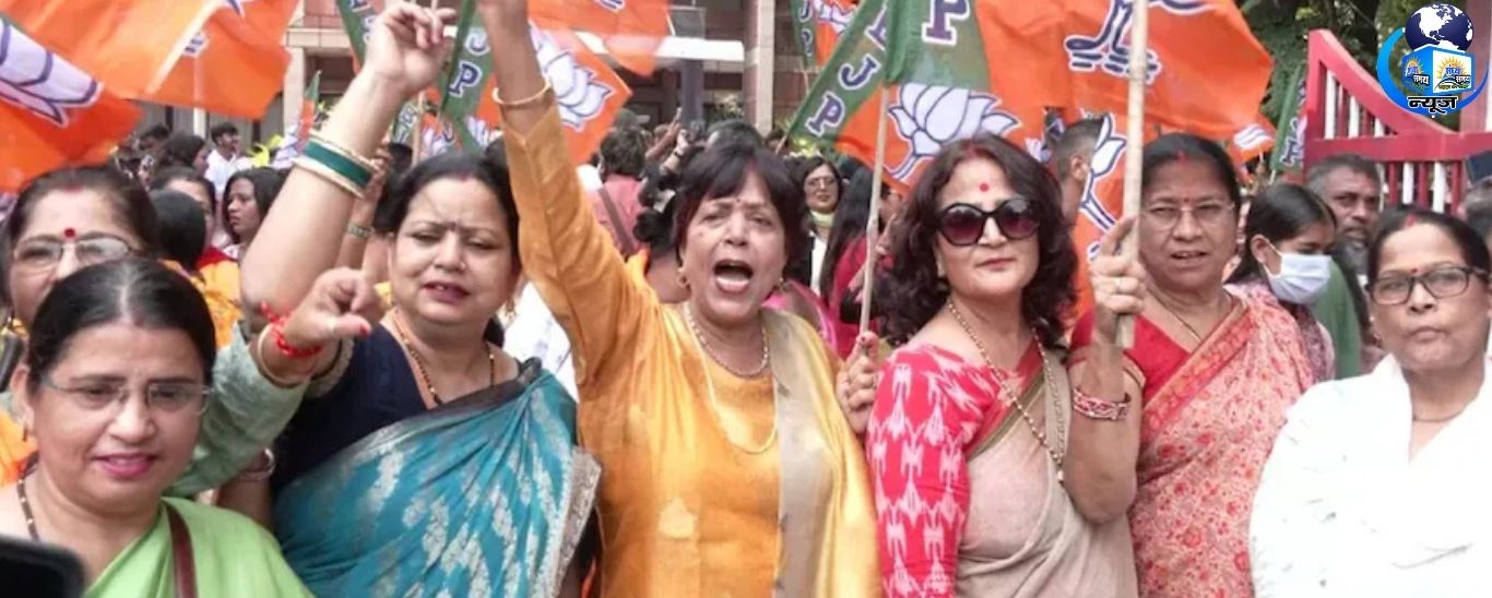 कांग्रेस के खिलाफ भाजपा महिला मोर्चा सड़क पर उतरी